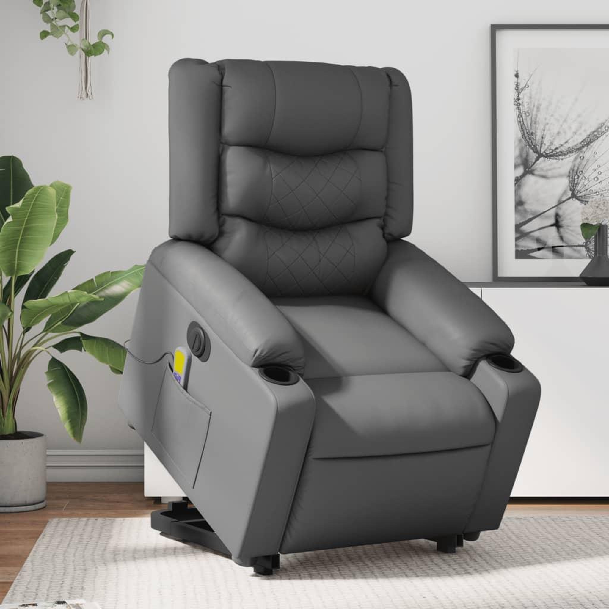 VIDAXL Fauteuil inclinable de massage electrique gris similicuir