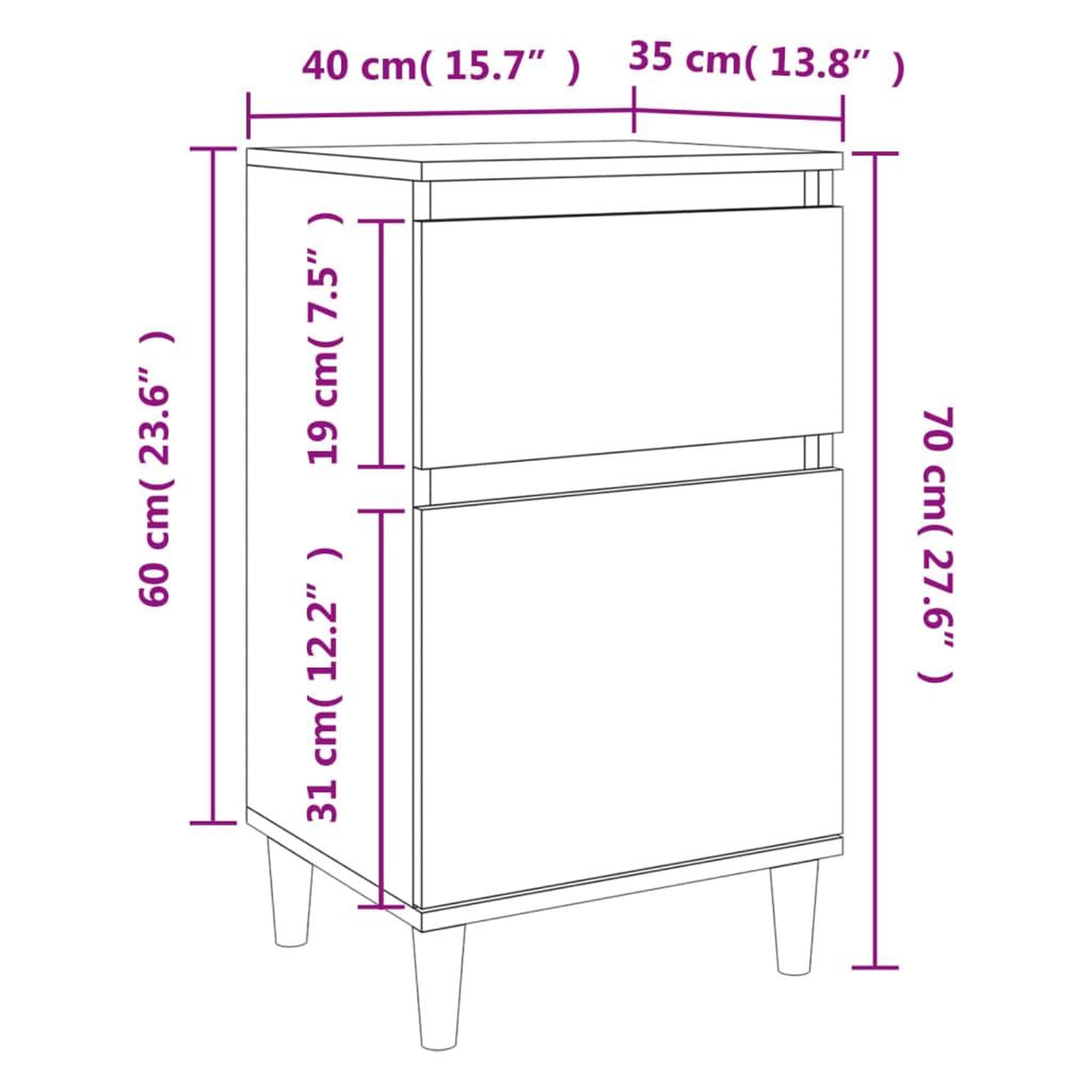 Voir la diapositive 6 : VIDAXL Tables de chevet 2 pcs gris beton 40x35x70 cm