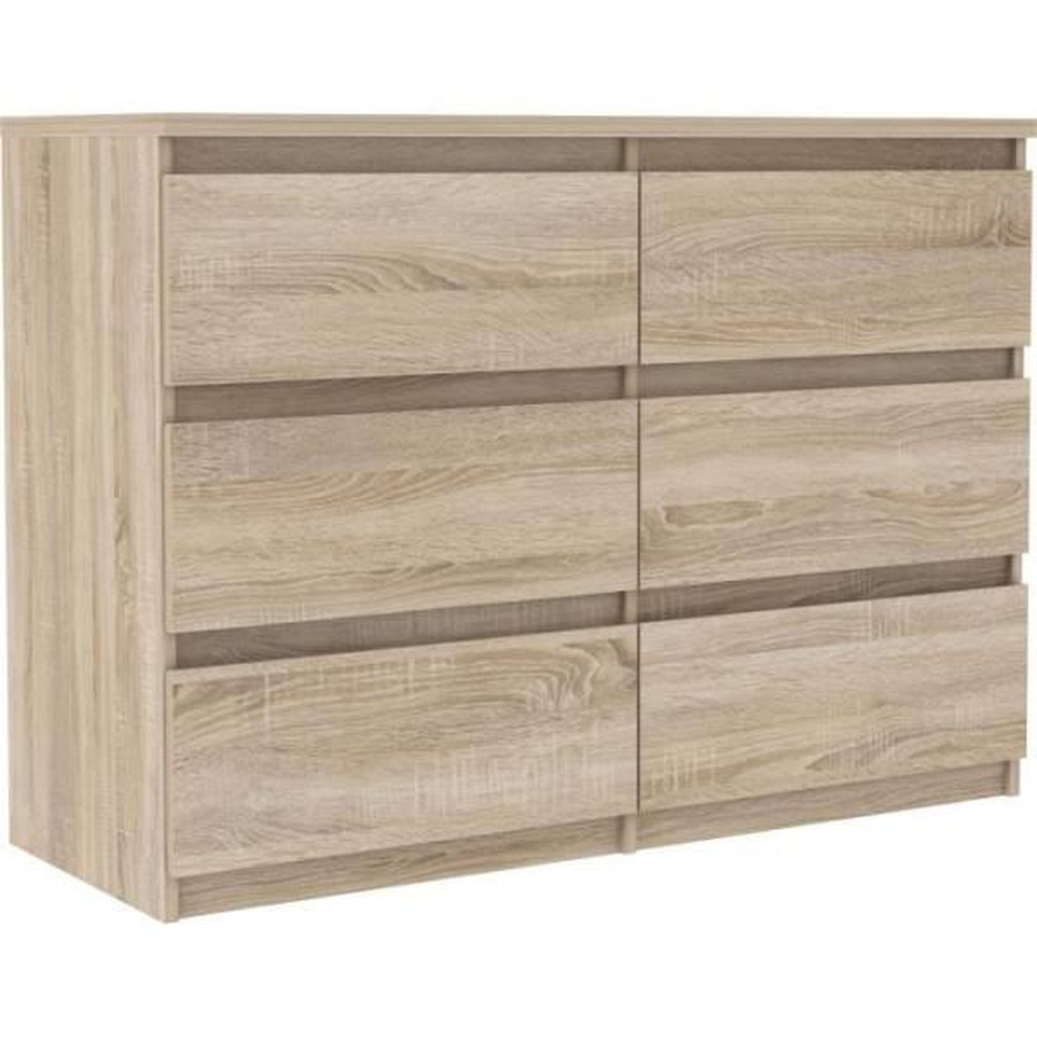 Voir la diapositive 1 : MARKET24 Commode CHELSEA 6 tiroirs - L 110 x P 42 x H 80 - Décor chene sonoma