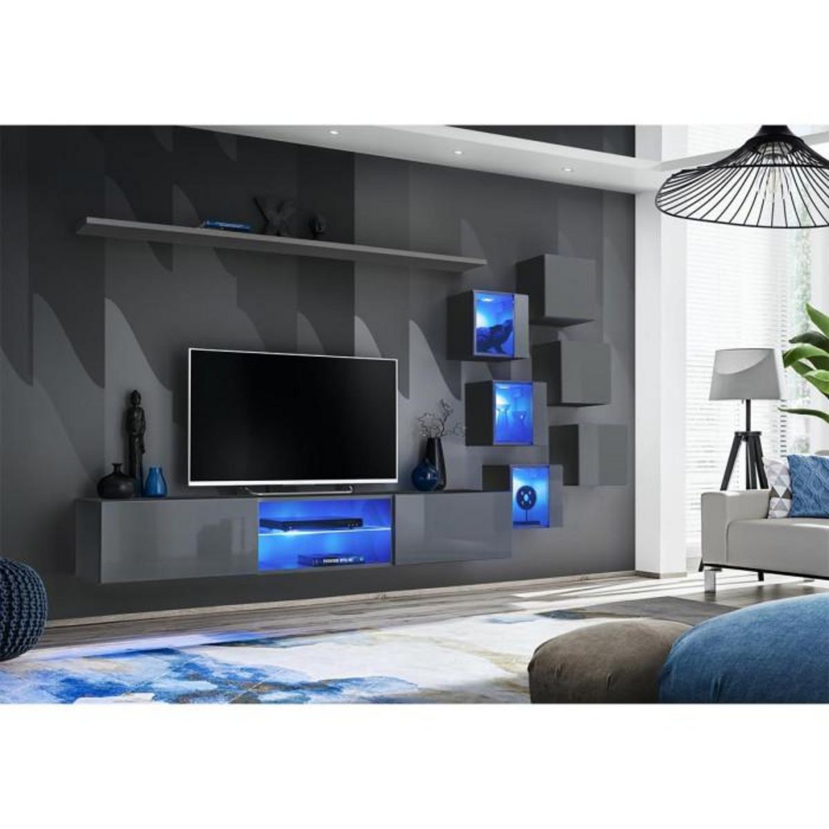 Paris Prix Ensemble Meuble TV Design  Switch XXI  260cm Gris