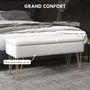 Voir la diapositive 4 : HOMCOM Banquette coffre de rangement 2 en 1 design art déco - piètement épingle acier doré tissu crème