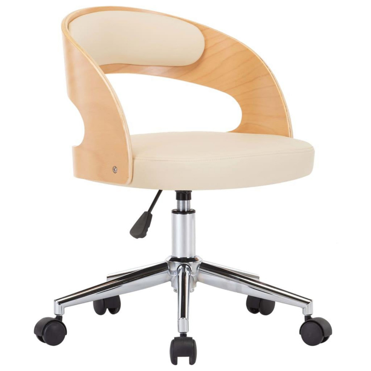 VIDAXL Chaise pivotante de bureau Creme Bois courbe et similicuir