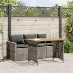 VIDAXL Ensemble a manger de jardin et coussins 2 pcs gris rotin