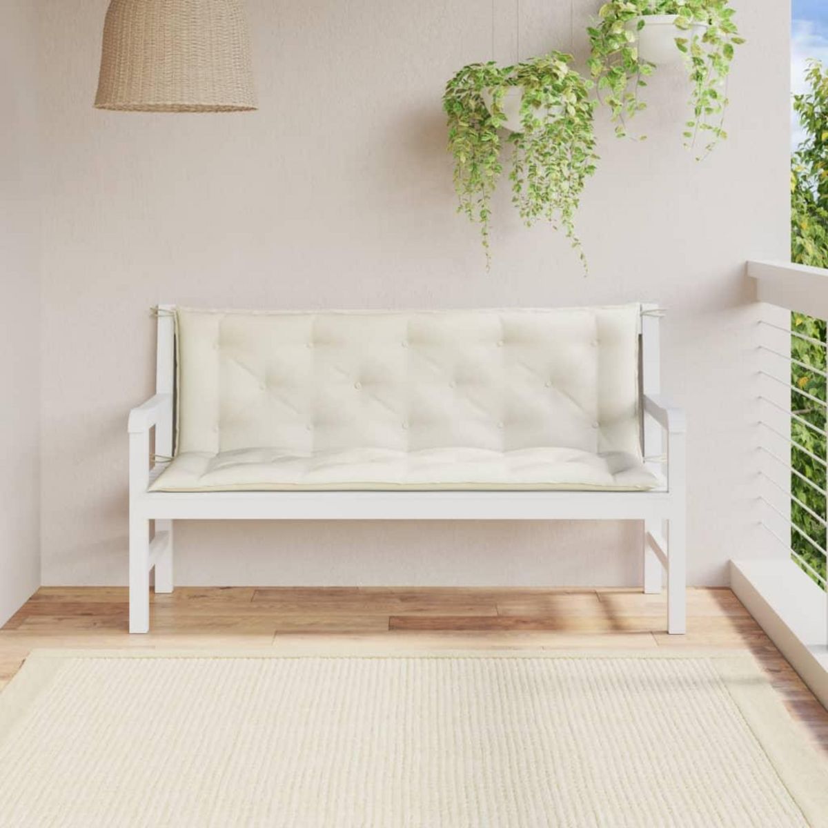 VIDAXL Coussins de banc de jardin lot de 2 creme melange tissu