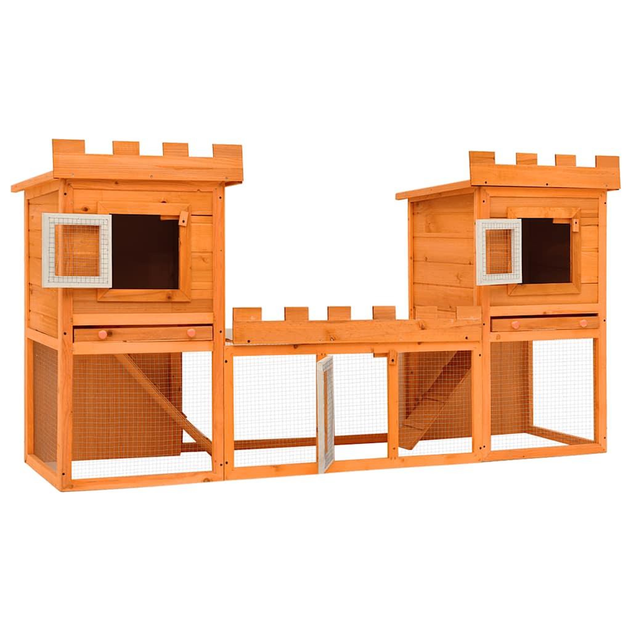 Voir la diapositive 3 : VIDAXL Clapier large d'exterieur avec maison double
