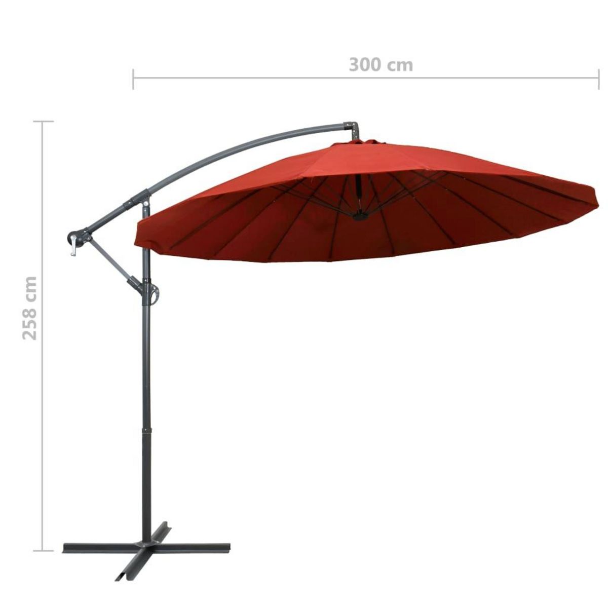 VIDAXL Parasol suspendu avec poteau terre cuite 3 m
