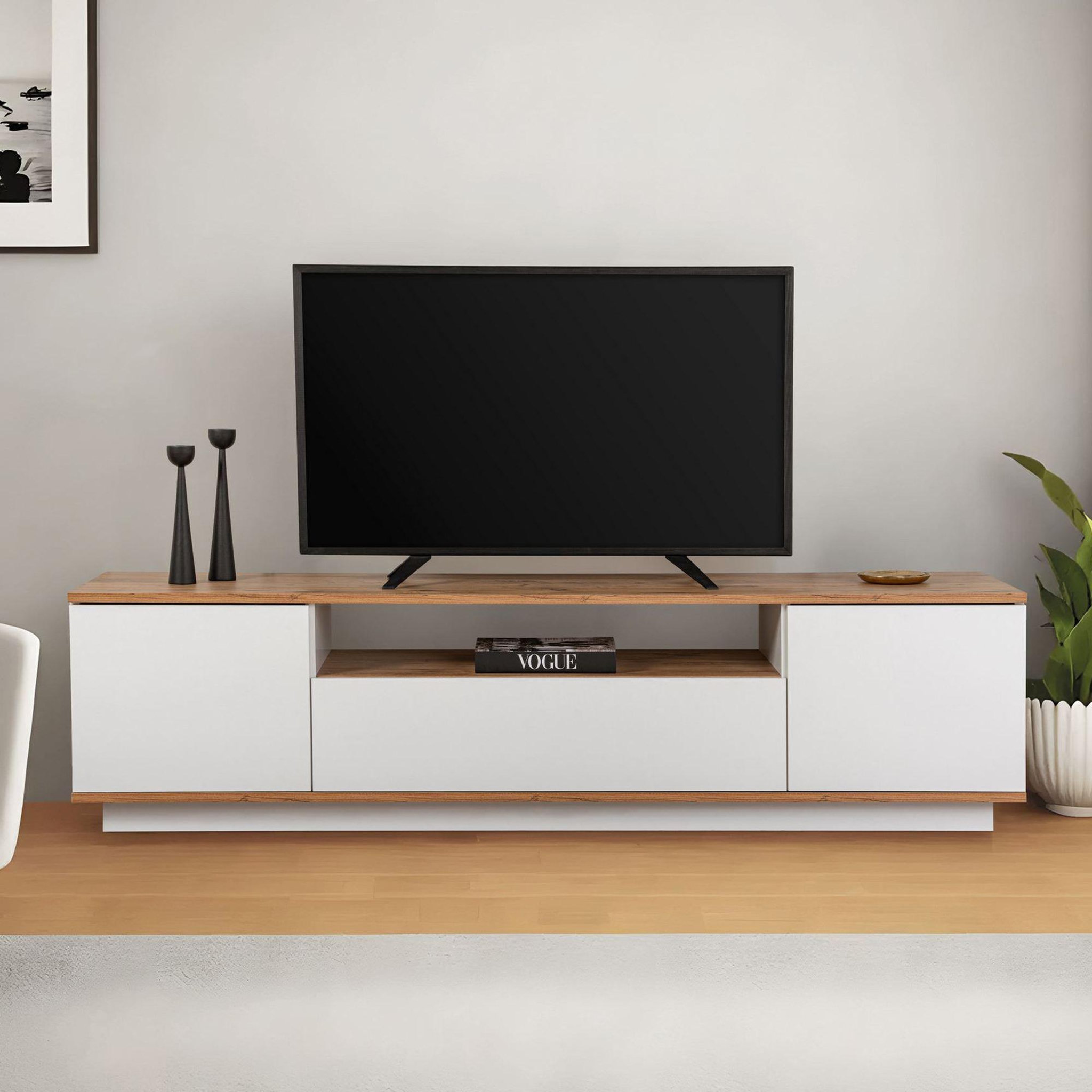 Voir la diapositive 3 : Habitat et Jardin Meuble tv en bois  veramont  - 180 x 44 x 44 cm - marron