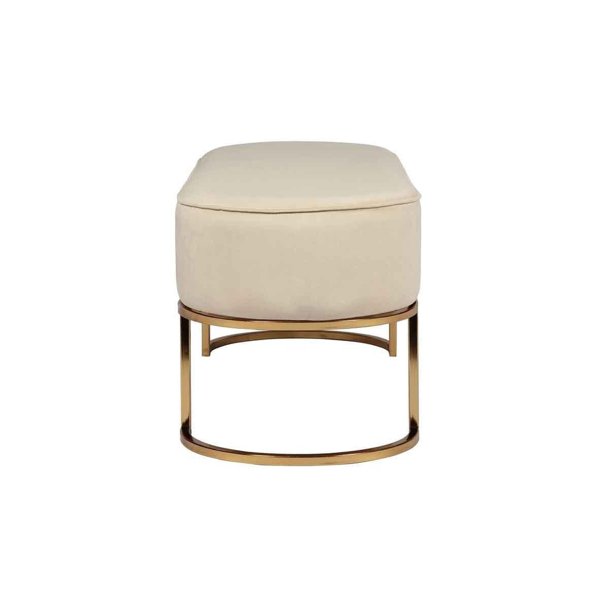 Voir la diapositive 5 : Paris Prix Banc Design en Velours  Pera  105cm Crème & Or