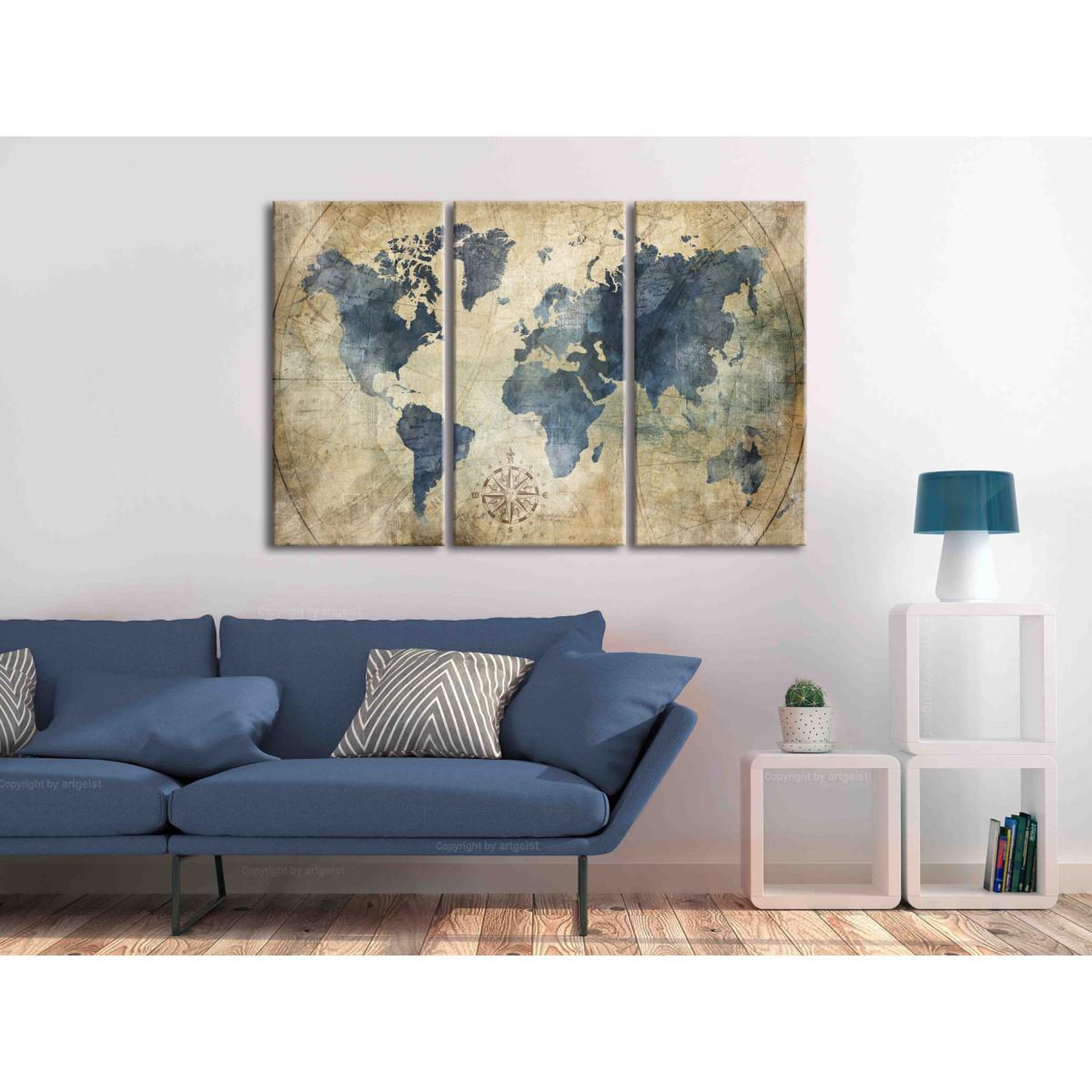 Voir la diapositive 2 : Paris Prix Tableau imprimé 3 panneaux  retro map