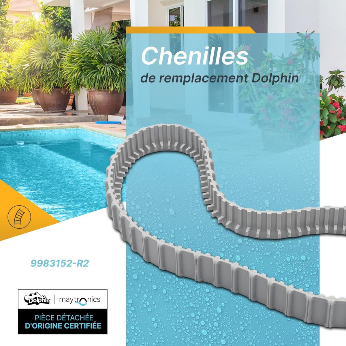 Dolphin Chenilles de remplacement grises (2 pièces) pour dolphin gamme e et t - 9983152-r2