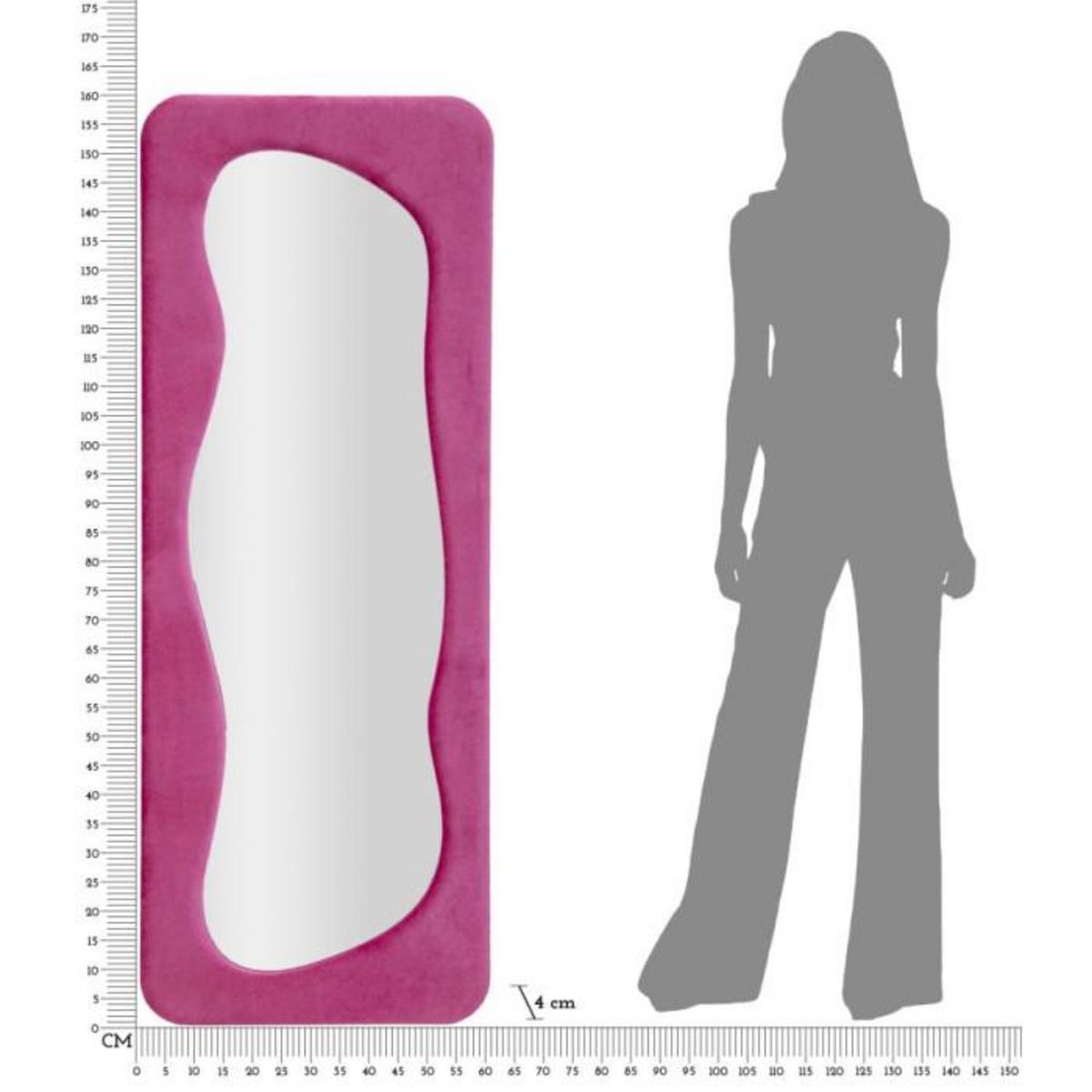 Paris Prix Miroir Mural en Velours  Theodor  160cm Fuchsia