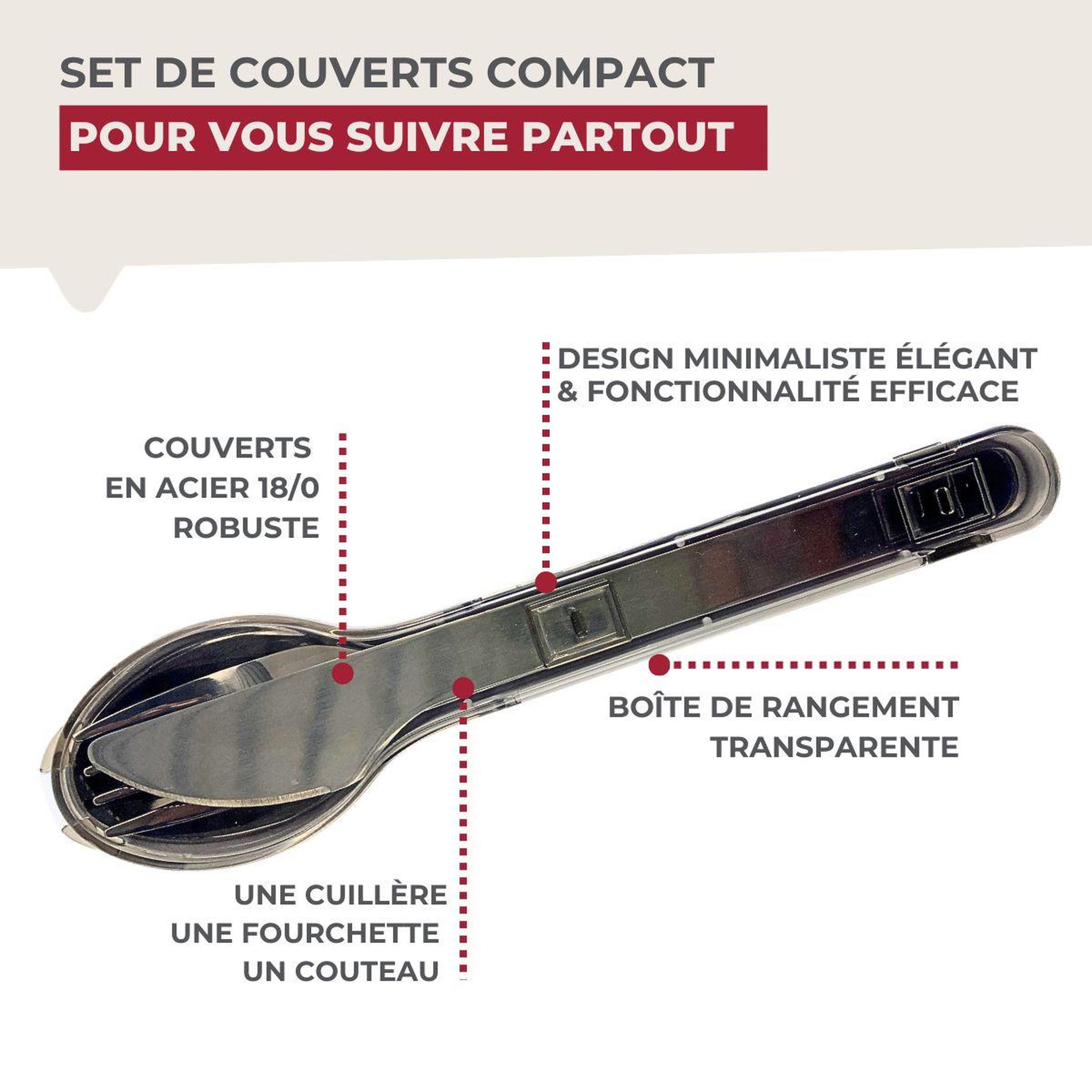 Voir la diapositive 6 : Fackelmann Boîte de 3 couverts réemployables fackelmann move