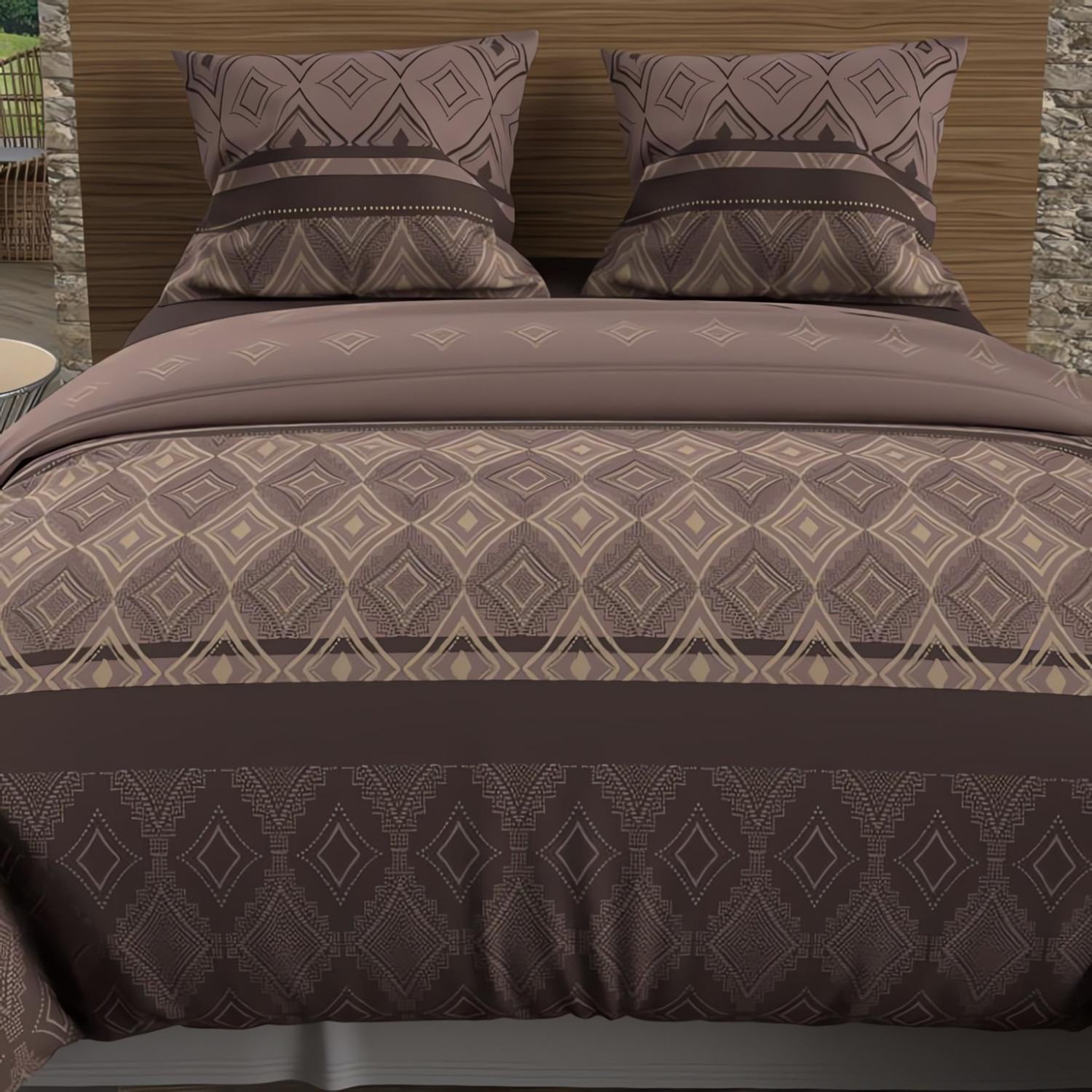Voir la diapositive 2 : SOLEIL D'OCRE Parure housse de couette en coton 57 fils ethno, par soleil d'ocre