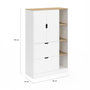 Voir la diapositive 6 : ID MARKET Meuble de rangement L. 80 cm NOUK pour bureau, chambre, entrée avec 3 portes et 2 tiroirs blanc et bois