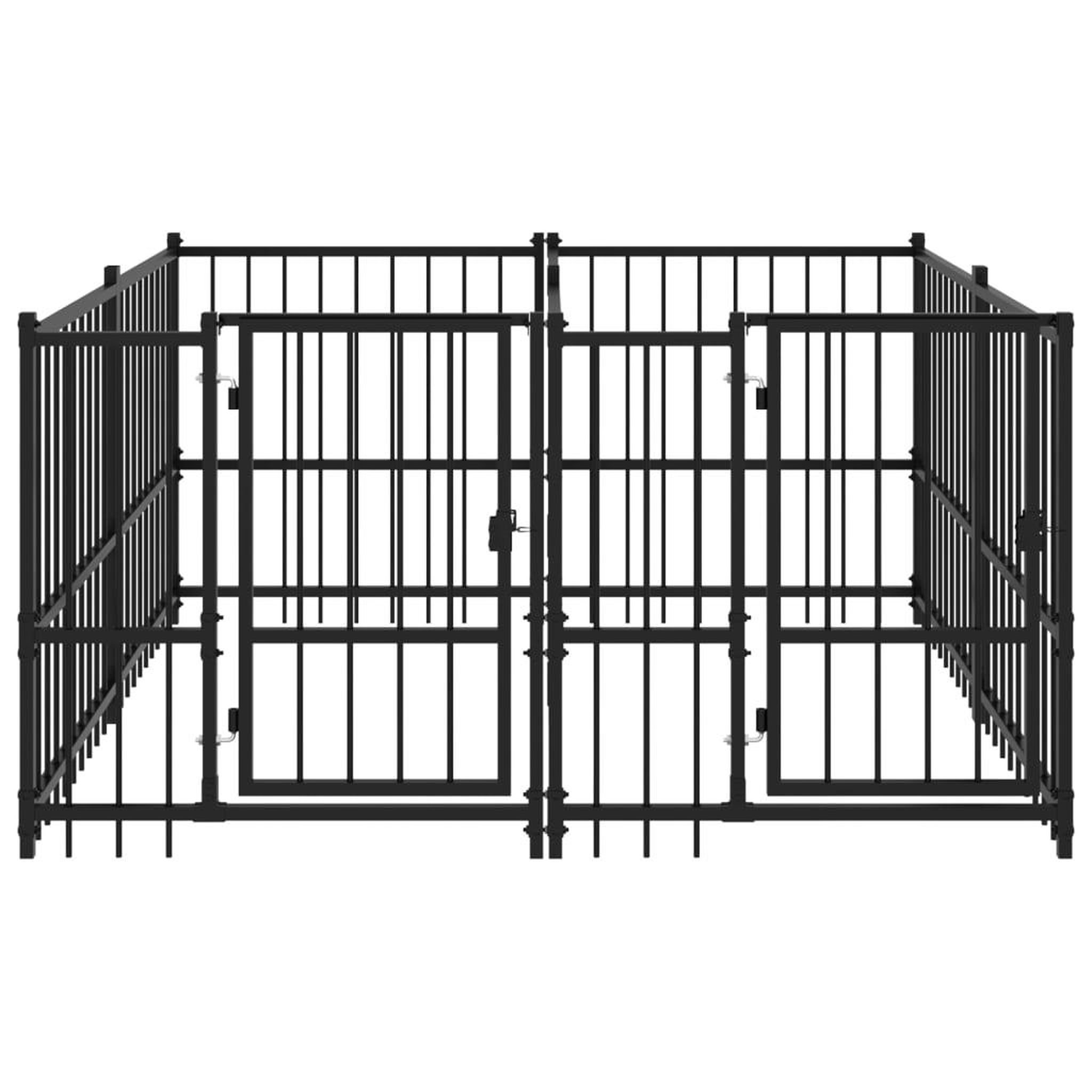 Voir la diapositive 3 : VIDAXL Chenil d'exterieur pour chiens Acier 3,75 m²