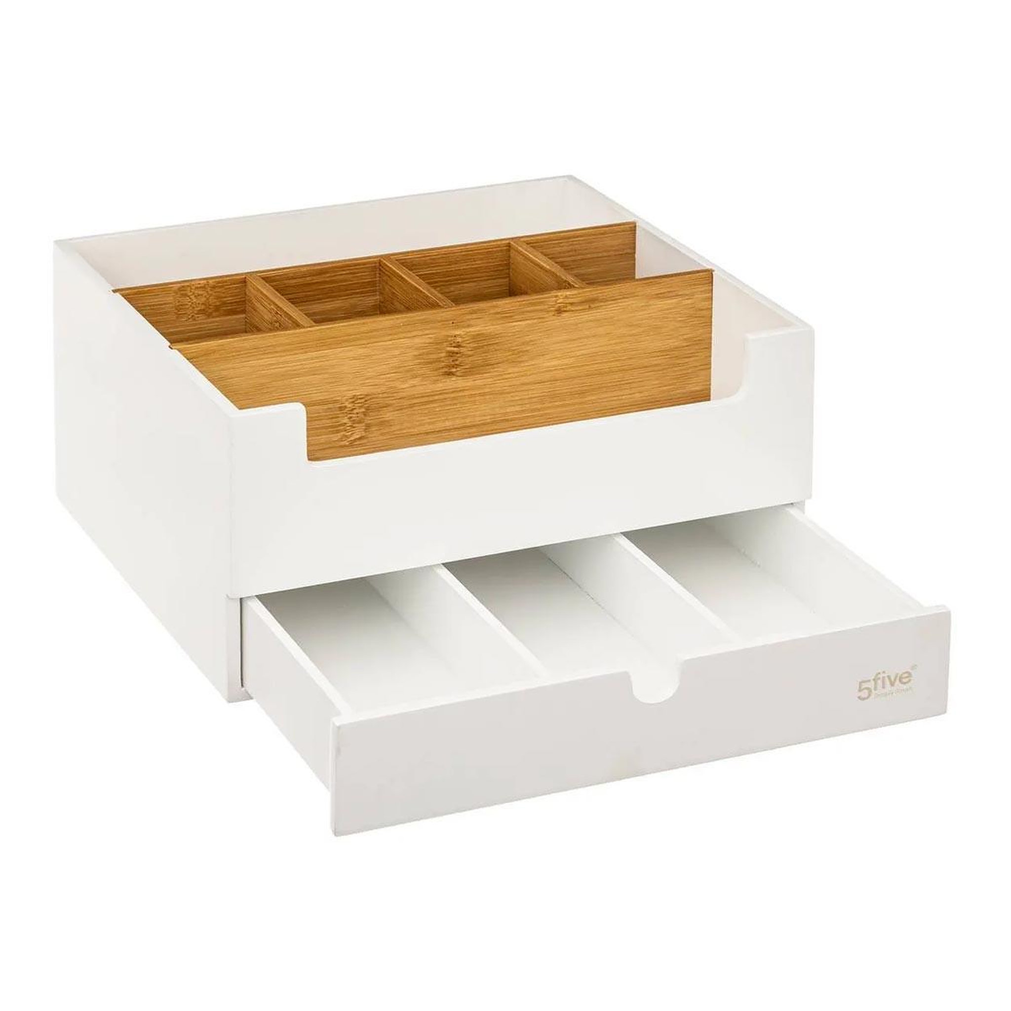 Voir la diapositive 2 : FIVE Organiseur 1 tiroir  natureo  26cm blanc