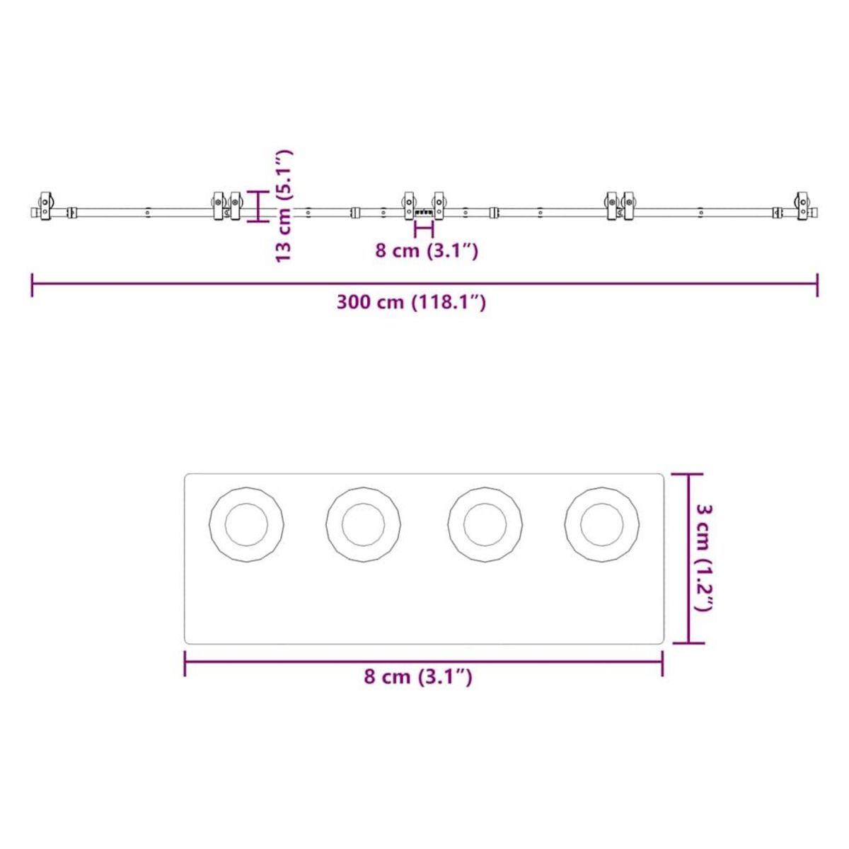 VIDAXL Kit de quincaillerie de porte coulissante 366 cm acier noir