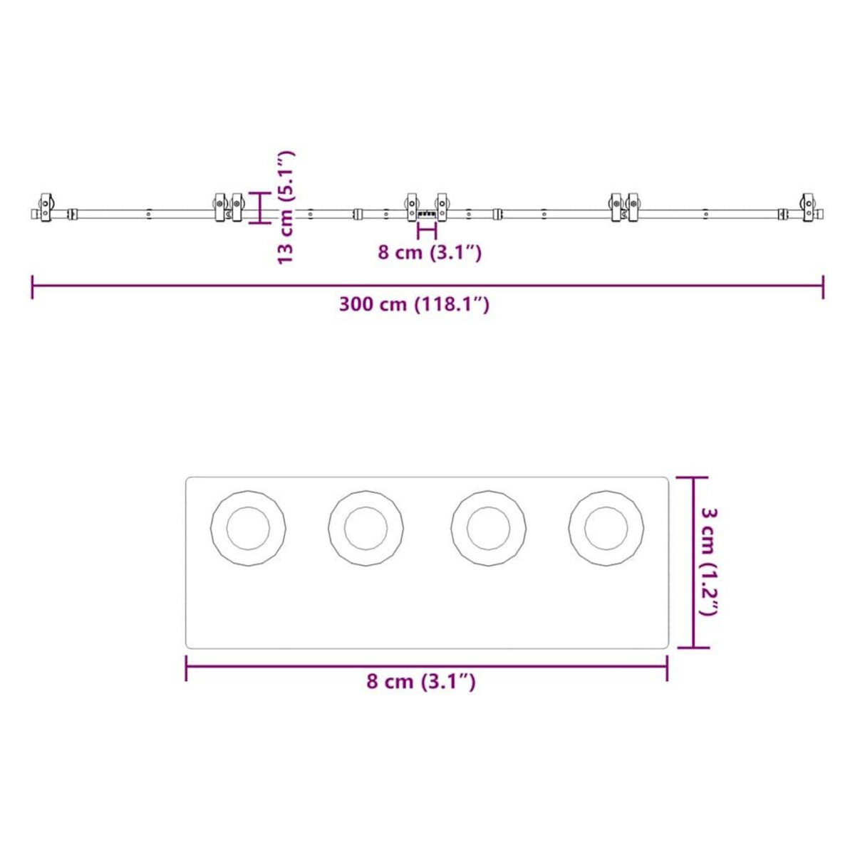 VIDAXL Kit de quincaillerie de porte coulissante 366 cm acier noir