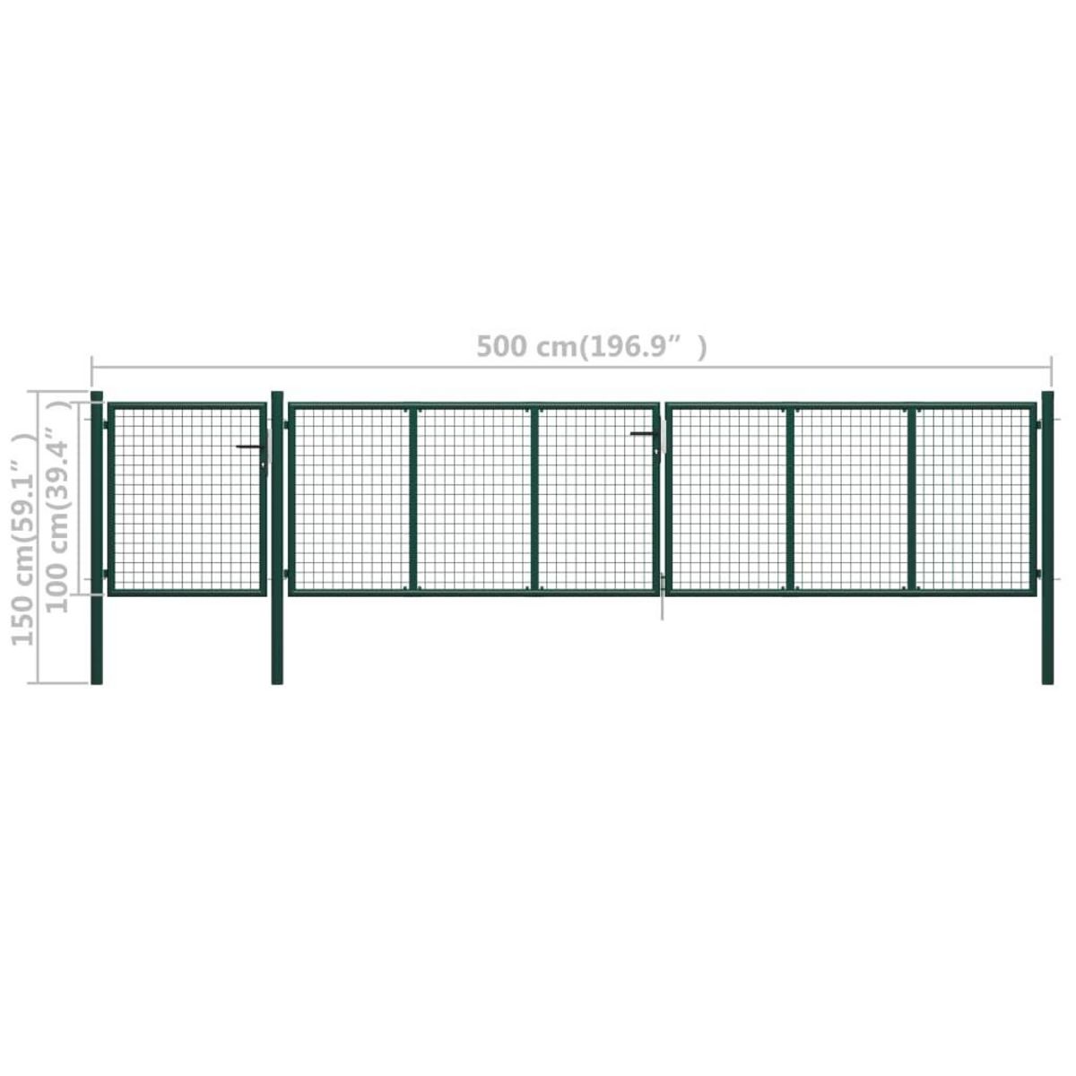 VIDAXL Portail de jardin Acier 500 x 100 cm Vert