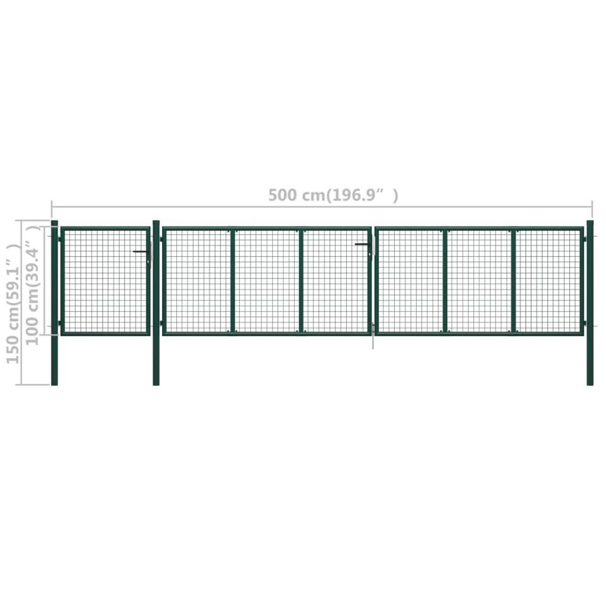 VIDAXL Portail de jardin Acier 500 x 100 cm Vert