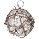 FEERIC LIGHT & CHRISTMAS Sujet de Noël Boule Rotin  Glacé  7cm Naturel