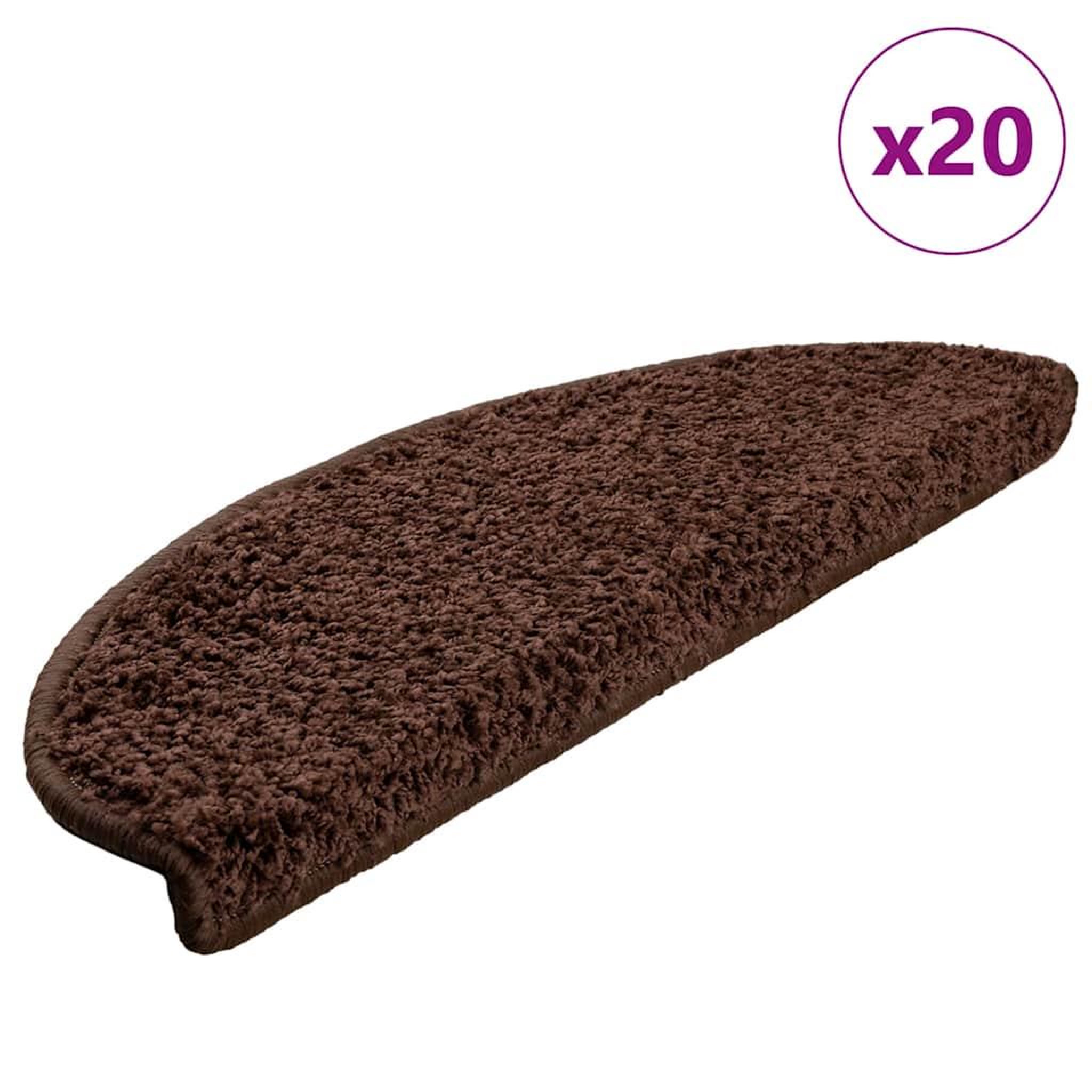 VIDAXL Tapis d'escalier 20 pcs marron 65x21x4 cm
