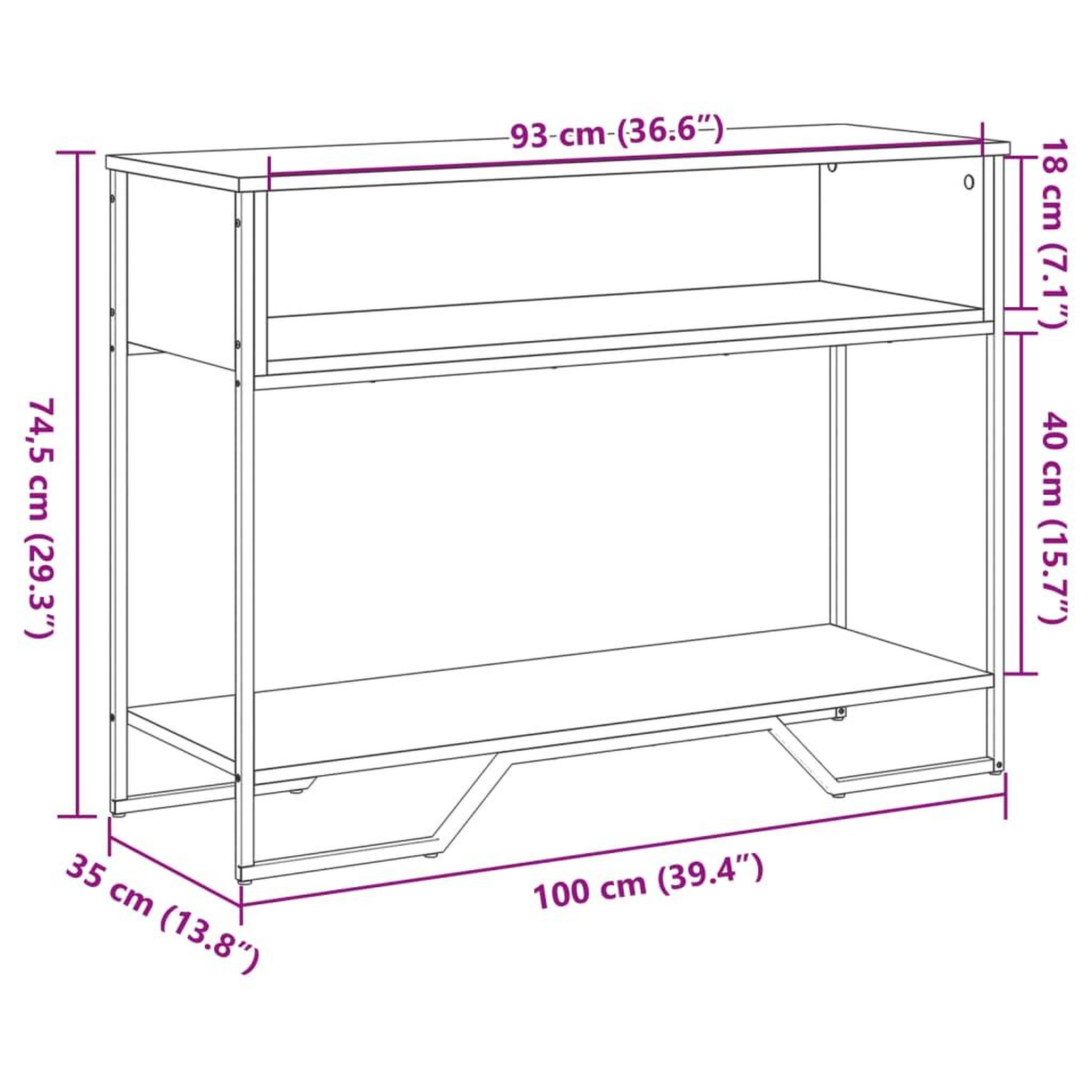 Voir la diapositive 6 : VIDAXL Table console chene fume 100x35x74,5 cm bois d'ingenierie