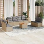 VIDAXL Salon de jardin avec coussins 9pcs melange beige resine tressee