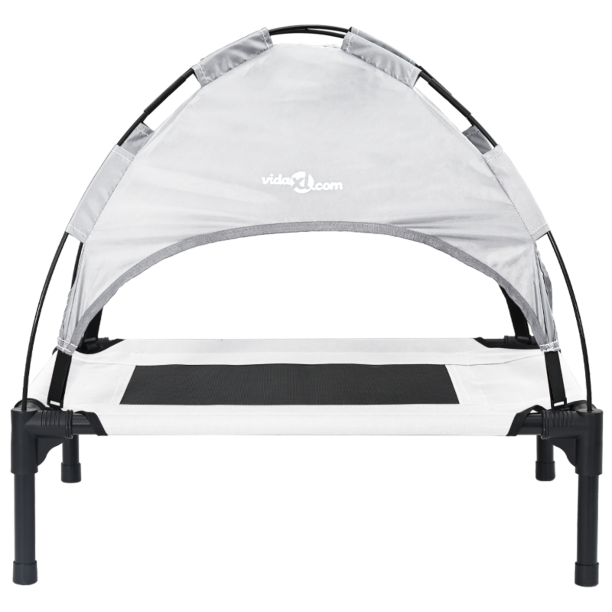 VIDAXL Lit de chien surélevé avec toit amovible Gris argent Acier