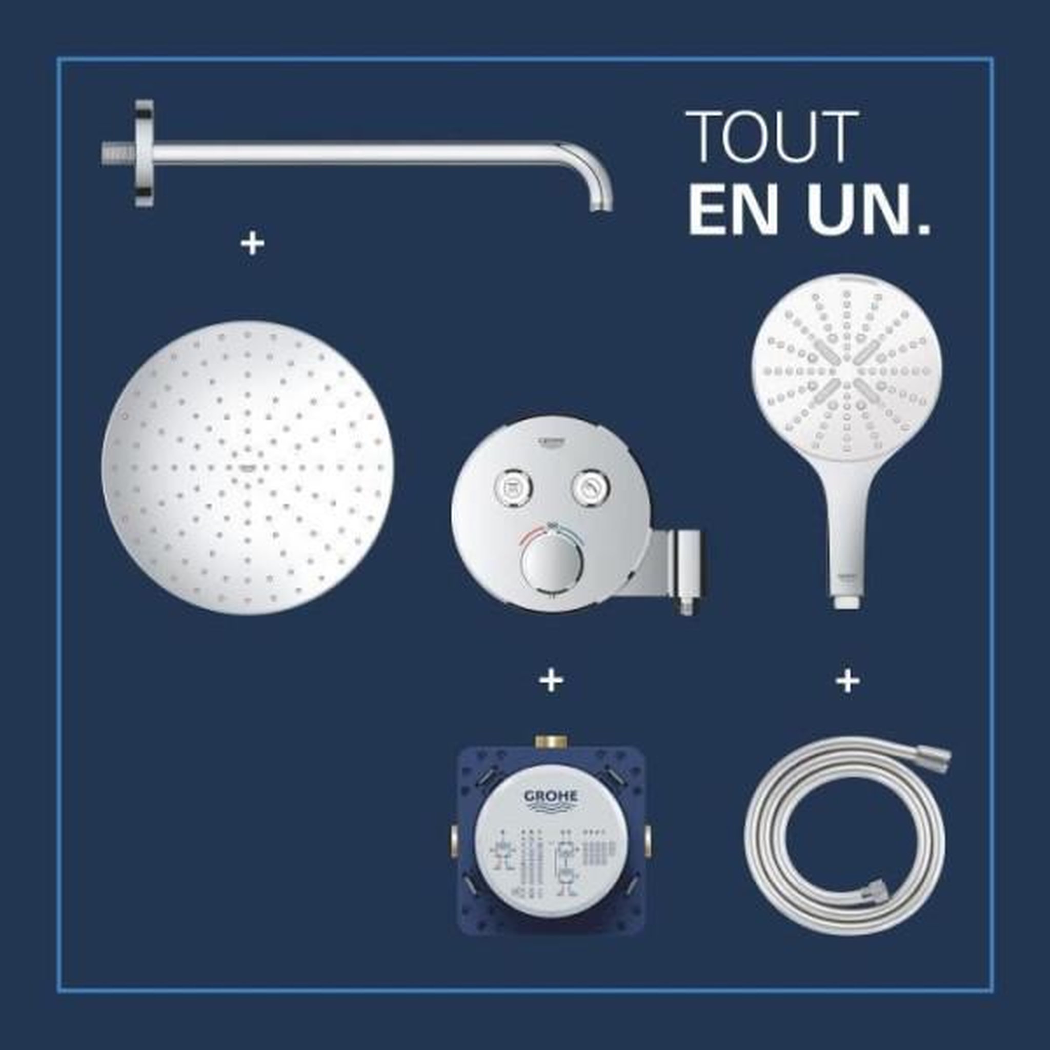 Voir la diapositive 3 : Grohe Ensemble de douche encastré - tous les types de jets - mitigeur thermostatique - grohe - 34877000 - gris