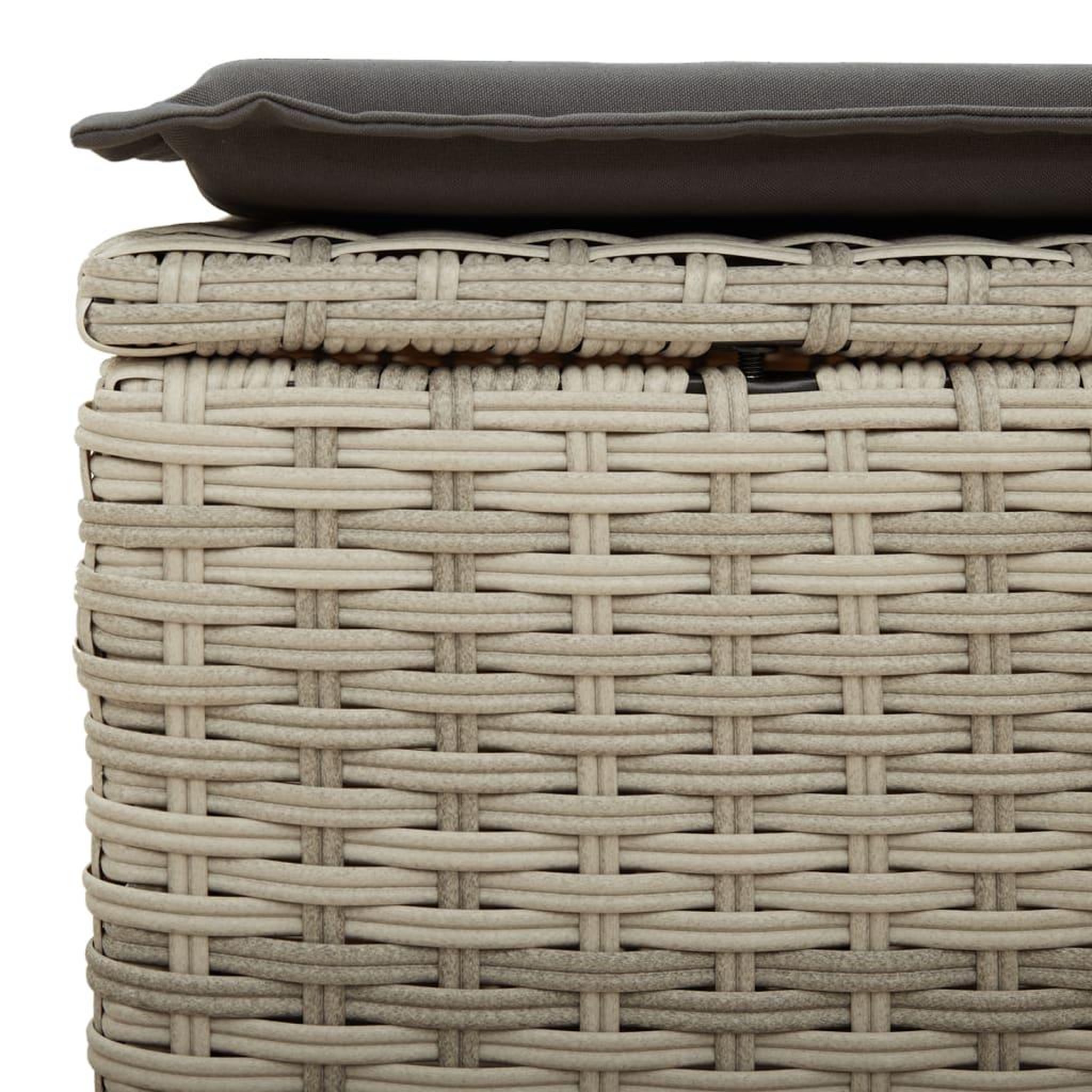 Voir la diapositive 5 : VIDAXL Tabouret de jardin coussin gris clair 55x55x37cm resine tressee