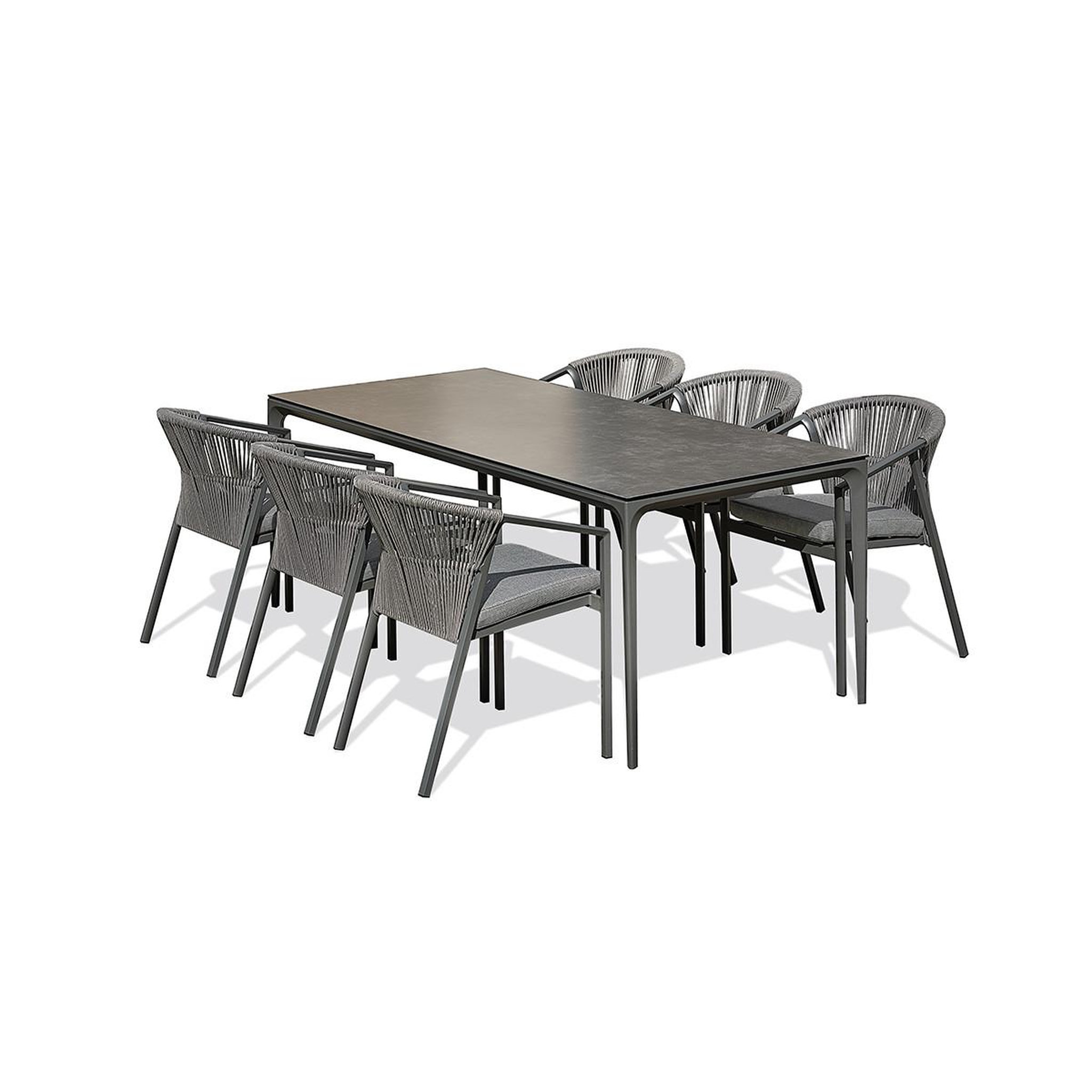 Voir la diapositive 2 : Paris Prix Ensemble table de jardin & 6 fauteuils  tigua & gambi  200cm anthracite
