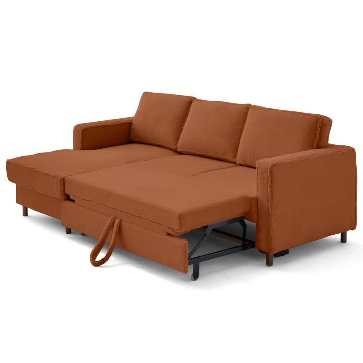 LISA DESIGN Jake - canapé d'angle gauche 4 places convertible avec coffre en fausse fourrure