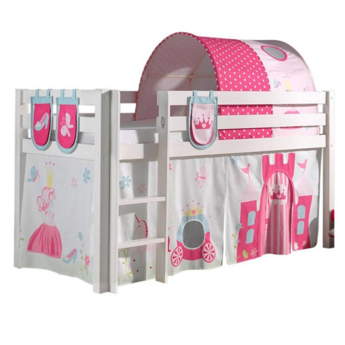 Paris Prix Pack - Lit Enfant, Tente, 3 Pochettes & Tunnel  Pino Princesse  Blanc