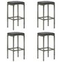 Voir la diapositive 5 : VIDAXL Ensemble de bar de jardin 5 pcs et coussins Resine tressee Gris