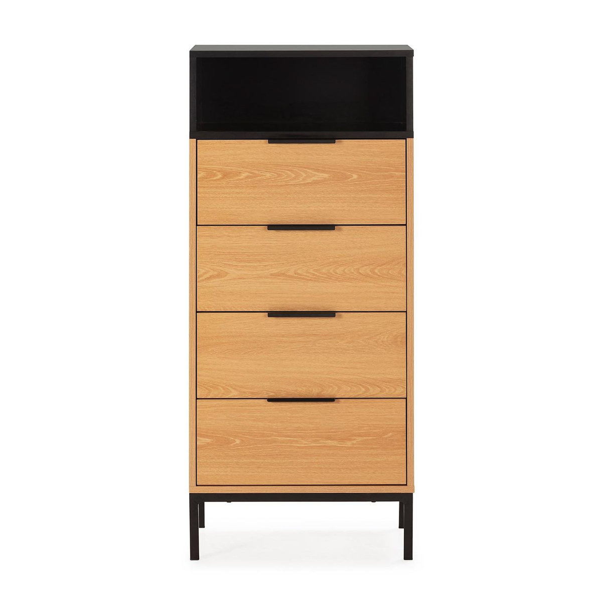 VS VENTA-STOCK Commode haute Nieve 4 tiroirs couleur Chêne