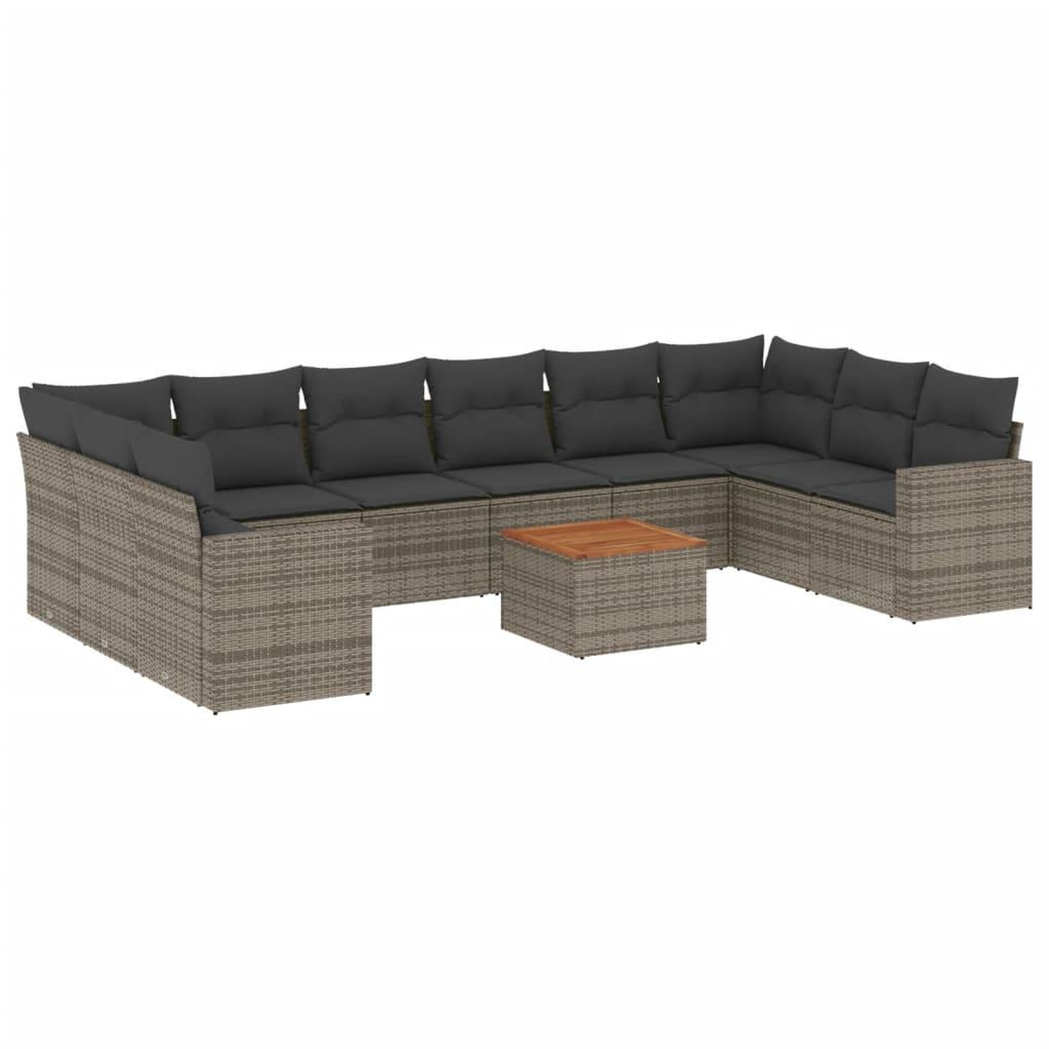 Voir la diapositive 2 : VIDAXL Salon de jardin 11 pcs avec coussins gris resine tressee