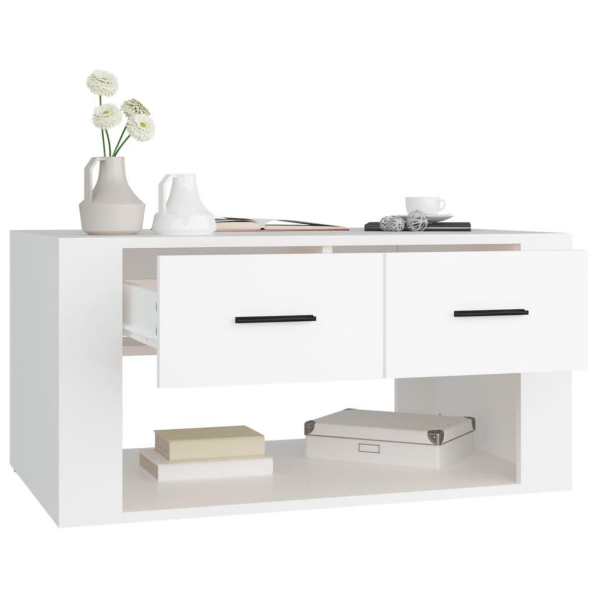 VIDAXL Table basse Blanc 80x50x40 cm Bois d'ingenierie