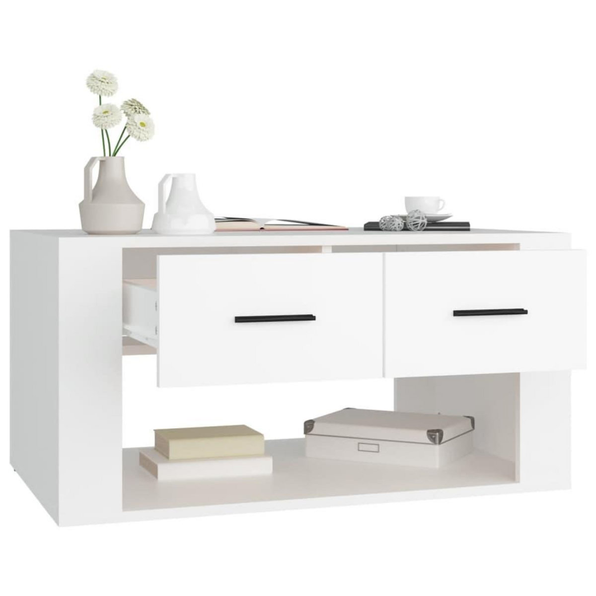VIDAXL Table basse Blanc 80x50x40 cm Bois d'ingenierie