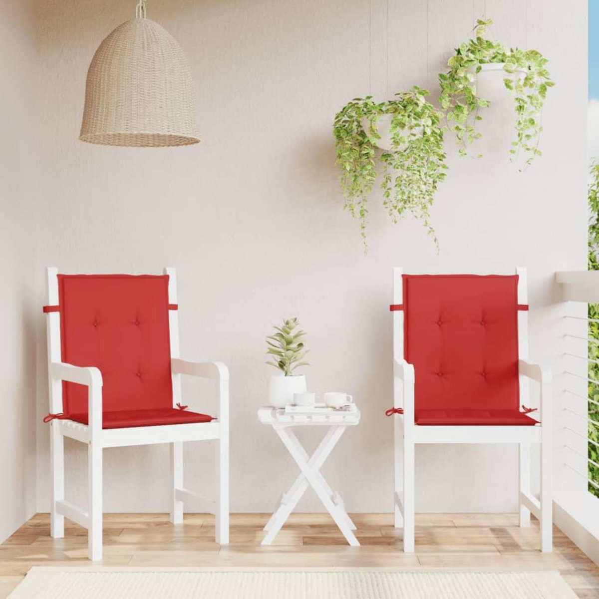 VIDAXL Coussins de chaise de jardin a dossier bas lot de 2 rouge