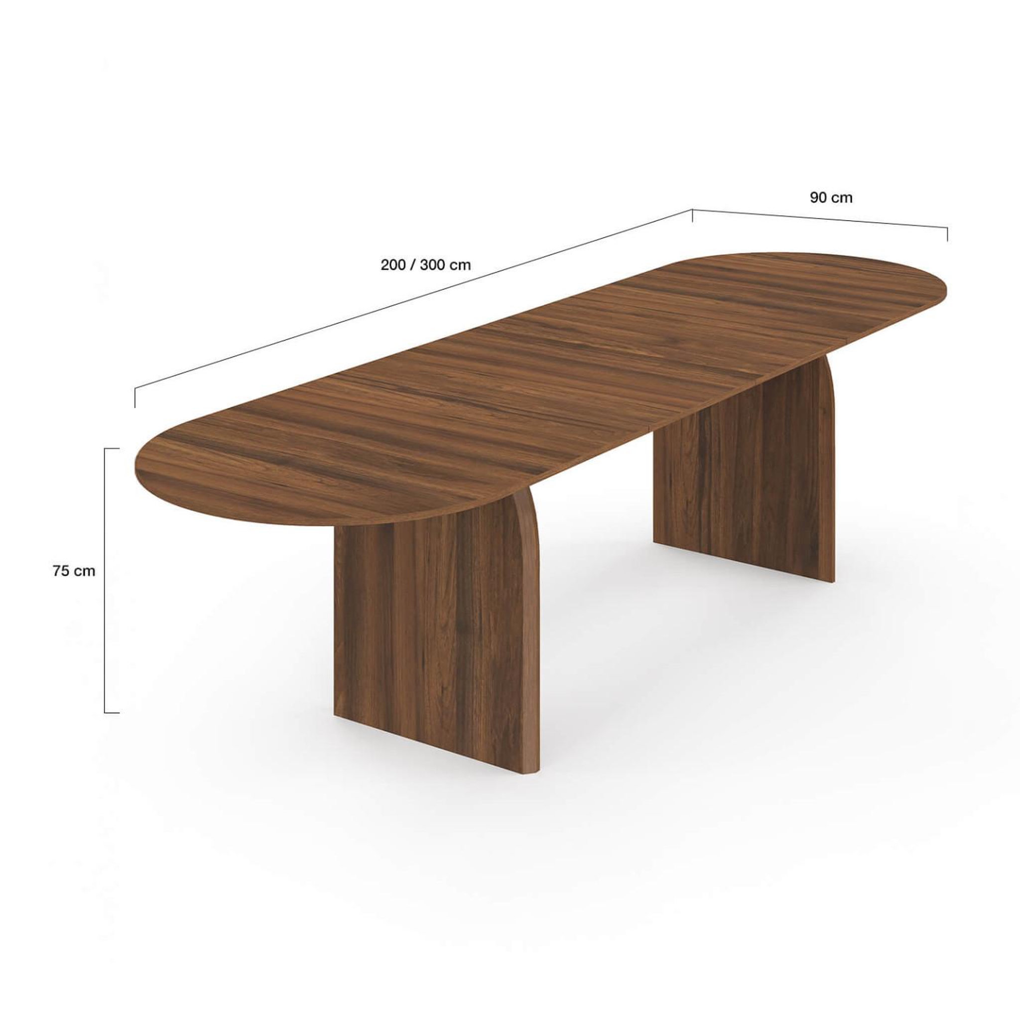 Voir la diapositive 5 : ID MARKET Table à manger extensible japandi ovale edith 6-12 personnes noyer 200-300 cm