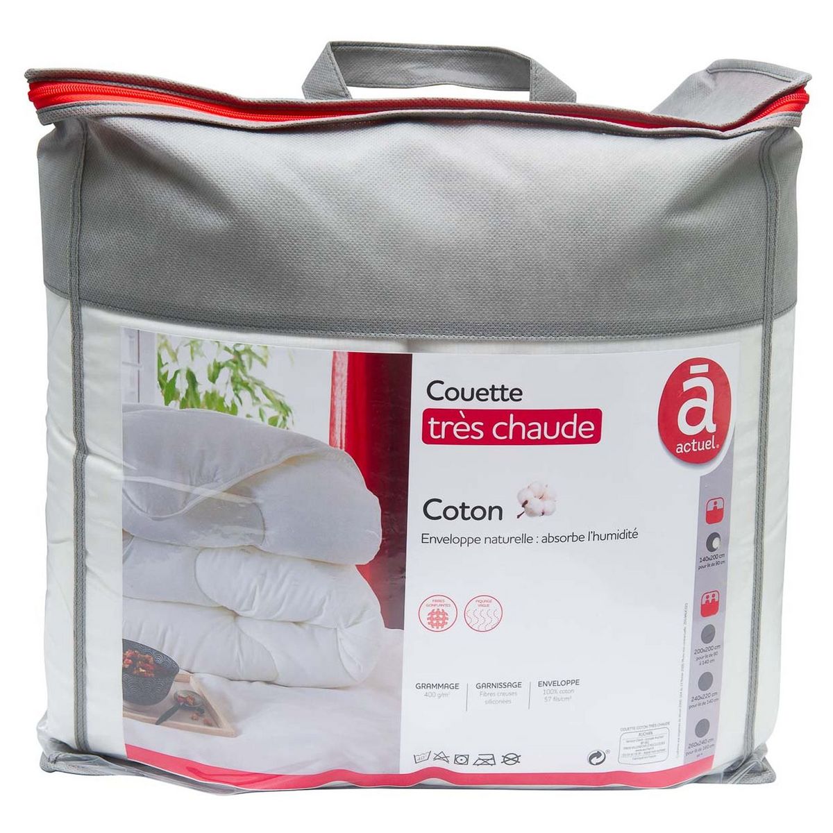 ACTUEL Couette très chaude unie en coton VOLUMINEUSE 400 g/m² 