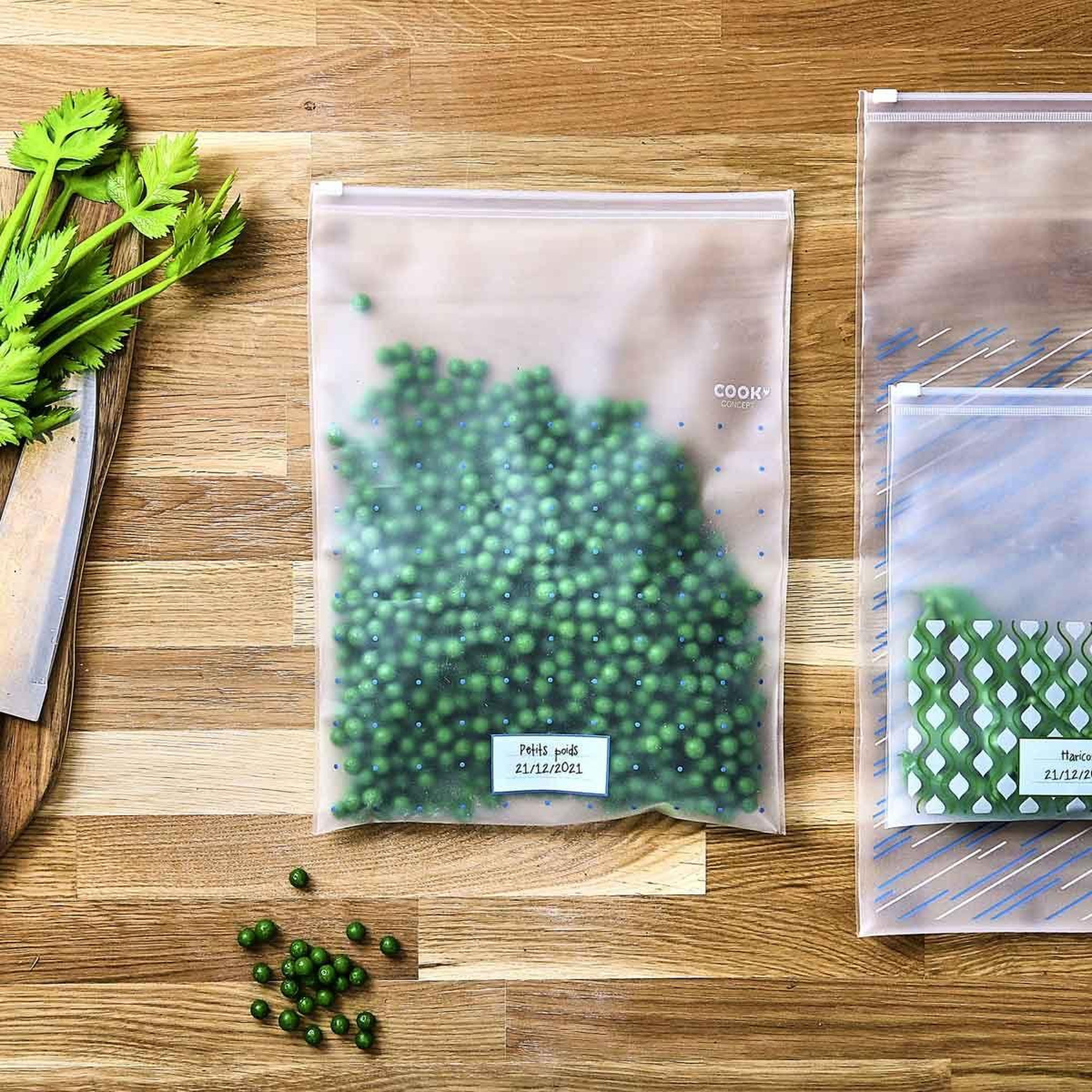 Voir la diapositive 6 : COOK CONCEPT Lot de 3 sacs de congélation  réutilisables  41cm transparent