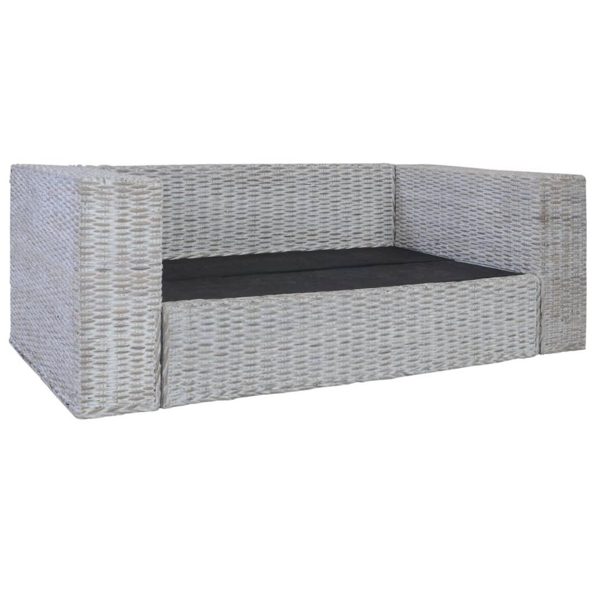 VIDAXL Canape a 2 places avec coussins Gris Rotin naturel