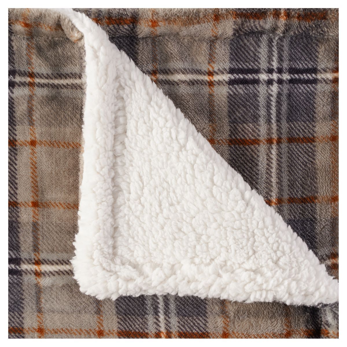 ACTUEL Plaid fantaisie double face motif écossais/sherpa 200g/m² 