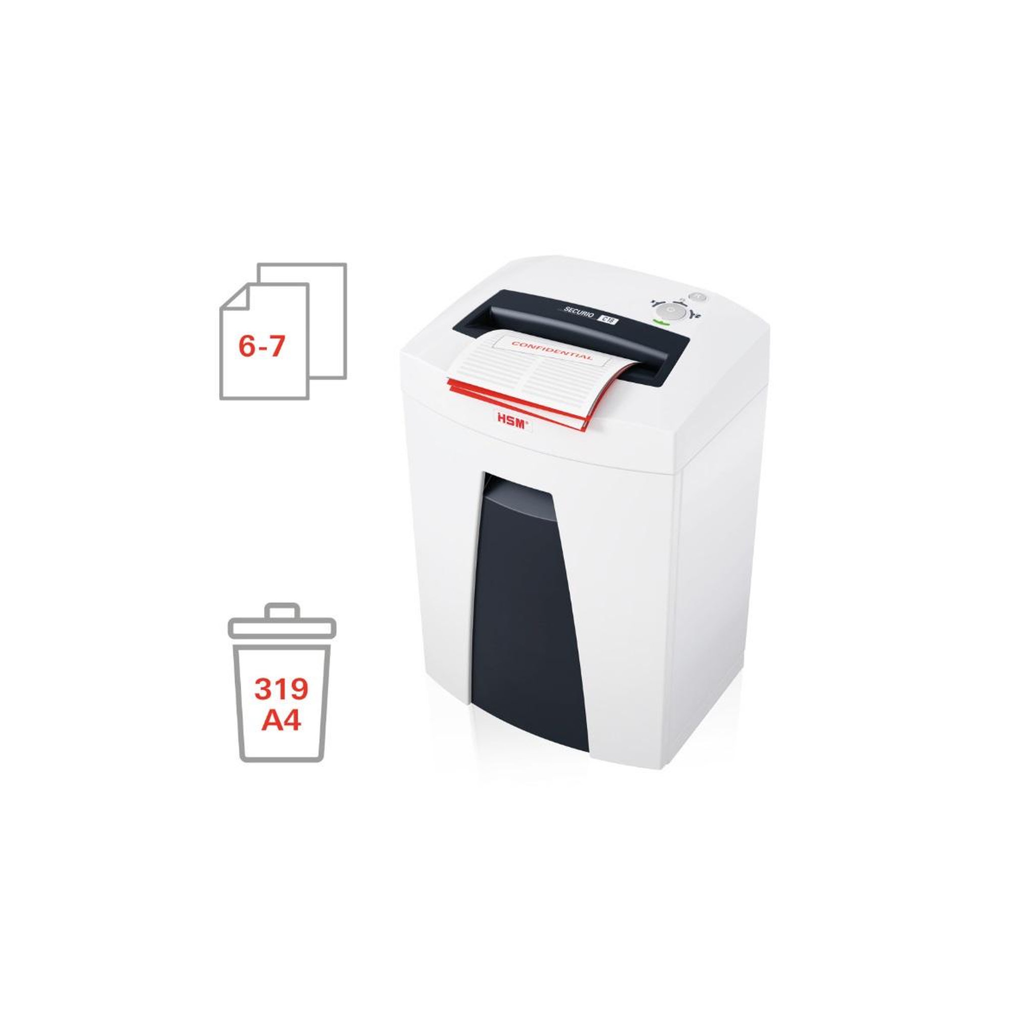 Voir la diapositive 3 : Hsm Destructeur de documents 6-7 feuilles coupe particules 1.9x15mm - 1912121