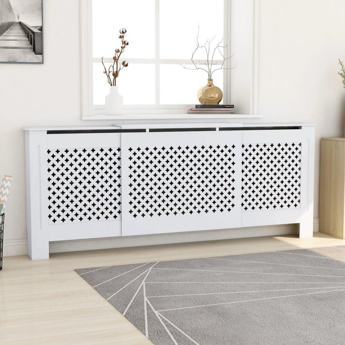 VIDAXL Cache-radiateur MDF Blanc 205 cm