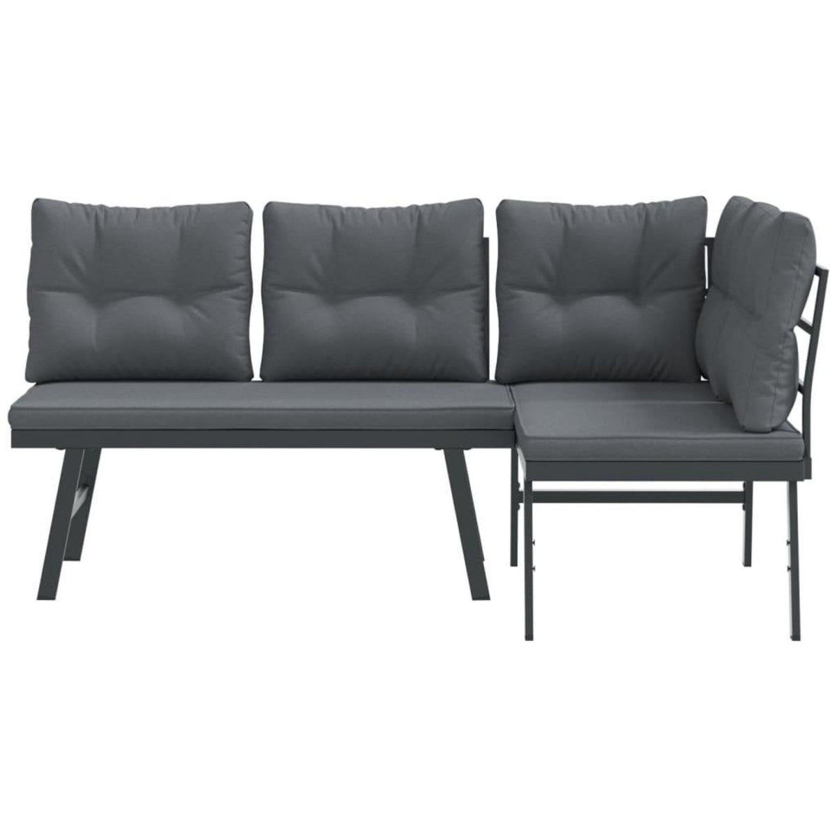 VIDAXL Bancs de jardin avec coussins lot de 2 acier enduit de poudre