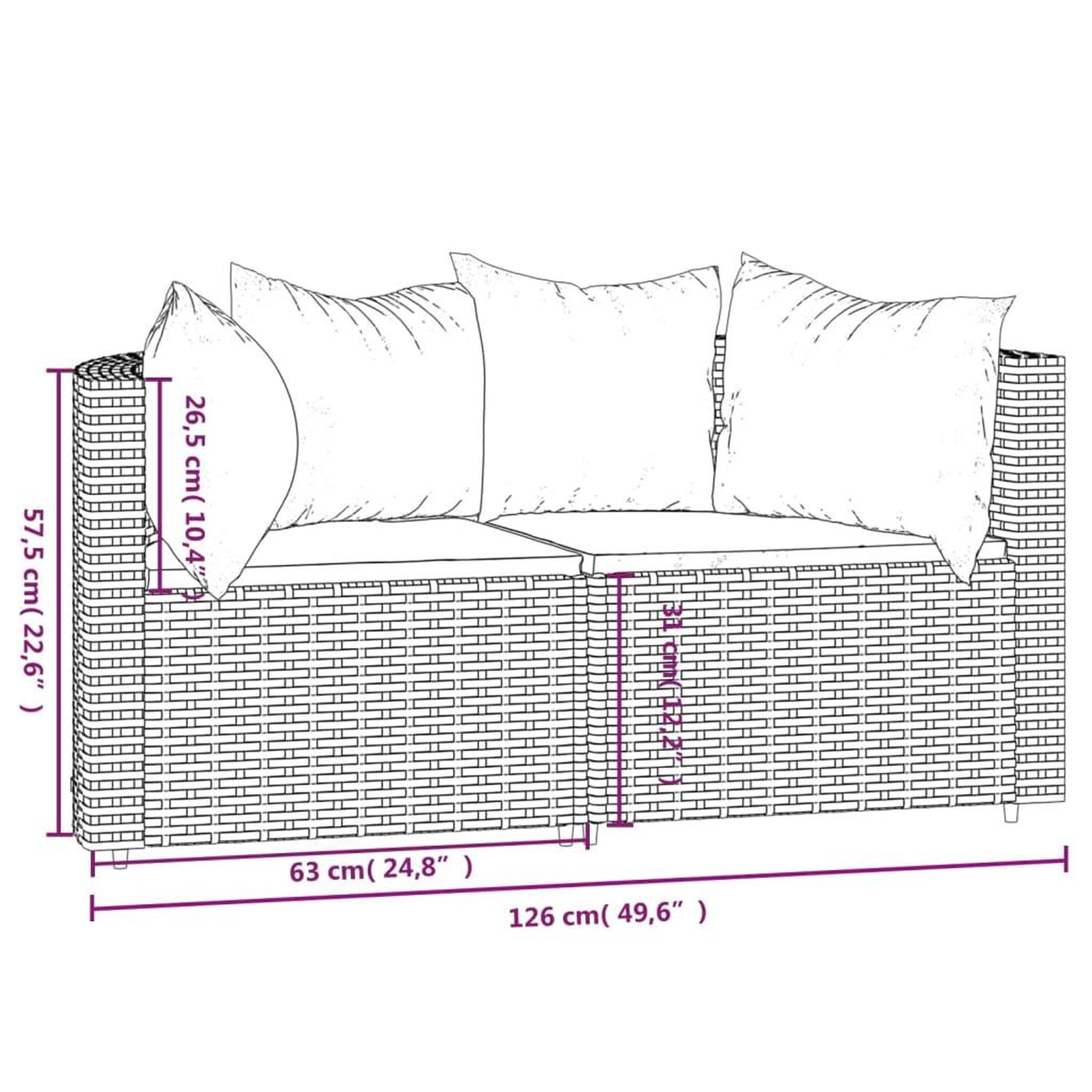 Voir la diapositive 6 : VIDAXL Canapes d'angle de jardin et coussins 2 pcs gris resine tressee