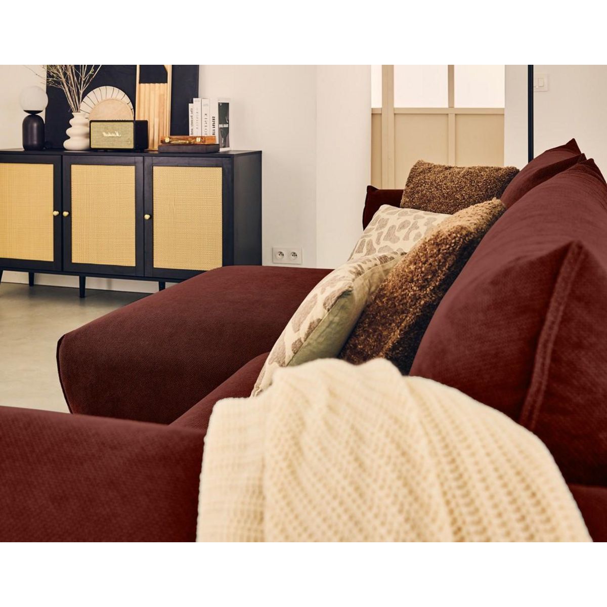 LISA DESIGN Gianni - canapé d'angle gauche 4 places convertible avec coffre en tissu